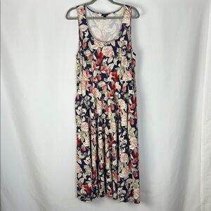 Torrid Navy Blue Strawberry Floral Midi Dress